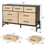 Cassettiera GustoWave 7 per camera da letto, cassettiera larga 52", cassetto ampio con portaoggetti autoportante, cassettiera in legno per soggiorno, camera da letto