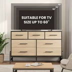 Cassettiera GustoWave 7 per camera da letto, cassettiera larga 52", cassetto ampio con portaoggetti autoportante, cassettiera in legno per soggiorno, camera da letto