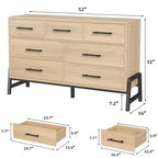 Cassettiera GustoWave 7 per camera da letto, cassettiera larga 52", cassetto ampio con portaoggetti autoportante, cassettiera in legno per soggiorno, camera da letto