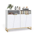Costway 40 Buffet Storage Cabinet with 4 Doors & Adjustable Shelves Anti-Tipping Kits