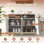 Costway Mobile Credenza da Cucina, 40" Armadietto Dispensa con 4 Ante, Scaffali Regolabili e Dispositivo Anti-ribaltamento