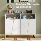 Costway Mobile Credenza da Cucina, 40" Armadietto Dispensa con 4 Ante, Scaffali Regolabili e Dispositivo Anti-ribaltamento