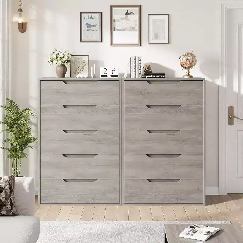 Cassettiera a cinque cassetti da 35,4 pollici, materiale PB+MDF+metallo, cinque cassetti portaoggetti, altezza regolabile, stile moderno-semplice e rustico