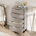 Cassettiera a cinque cassetti da 35,4 pollici, materiale PB+MDF+metallo, cinque cassetti portaoggetti, altezza regolabile, stile moderno-semplice e rustico