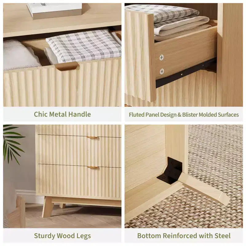 Comò moderni con cassetti, organizzatore per cassetti e armadi in legno per camera da letto, soggiorno, corridoio, rovere naturale