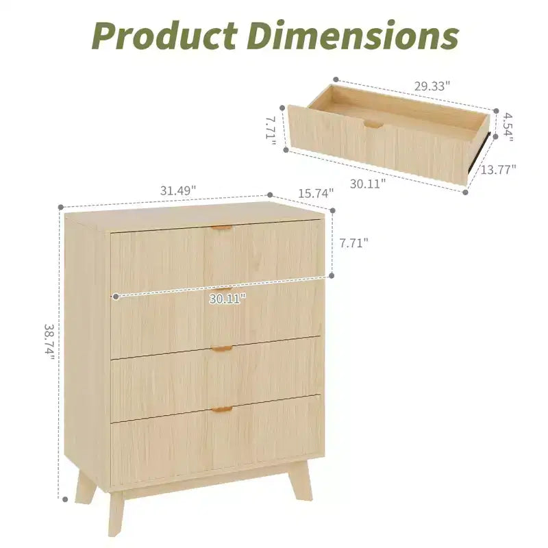 Comò moderni con cassetti, organizzatore per cassetti e armadi in legno per camera da letto, soggiorno, corridoio, rovere naturale