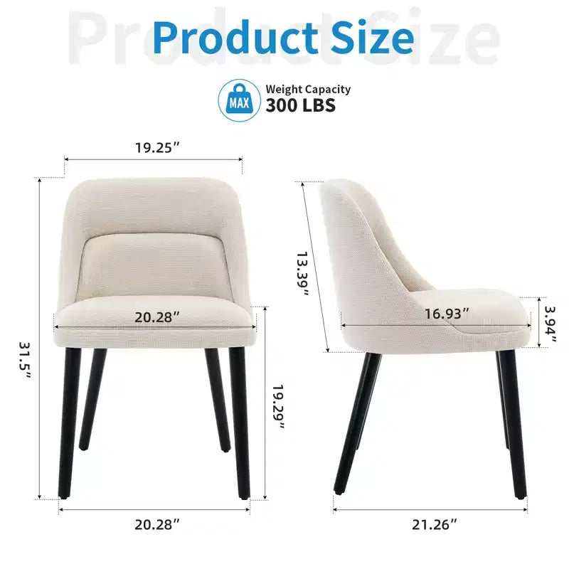 Set di 2 sedie da pranzo imbottite, sedie accentate in tessuto di lino con gambe in legno, sedie da cucina moderne per sala da pranzo, soggiorno, caffè
