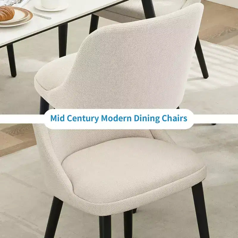 Set di 2 sedie da pranzo imbottite, sedie accentate in tessuto di lino con gambe in legno, sedie da cucina moderne per sala da pranzo, soggiorno, caffè