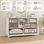 Cassettiera a 6/7 Cassetti - Cassettiera Alta Boho con Gambe Curve, Dettagli in Rattan e Mobile Contenitore Indipendente per Soggiorno, Camera da Letto, Ingresso