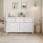 Cassettiera a 6/7 Cassetti - Cassettiera Alta Boho con Gambe Curve, Dettagli in Rattan e Mobile Contenitore Indipendente per Soggiorno, Camera da Letto, Ingresso