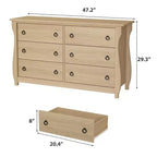 Cassettiera a 6/7 Cassetti - Cassettiera Alta Boho con Gambe Curve, Dettagli in Rattan e Mobile Contenitore Indipendente per Soggiorno, Camera da Letto, Ingresso