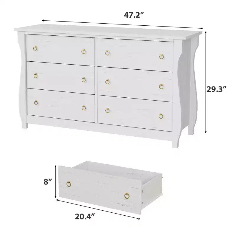 Cassettiera a 6/7 Cassetti - Cassettiera Alta Boho con Gambe Curve, Dettagli in Rattan e Mobile Contenitore Indipendente per Soggiorno, Camera da Letto, Ingresso