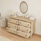 Cassettiera a 6/7 Cassetti - Cassettiera Alta Boho con Gambe Curve, Dettagli in Rattan e Mobile Contenitore Indipendente per Soggiorno, Camera da Letto, Ingresso