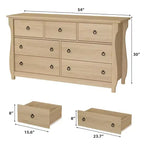 Cassettiera a 6/7 Cassetti - Cassettiera Alta Boho con Gambe Curve, Dettagli in Rattan e Mobile Contenitore Indipendente per Soggiorno, Camera da Letto, Ingresso