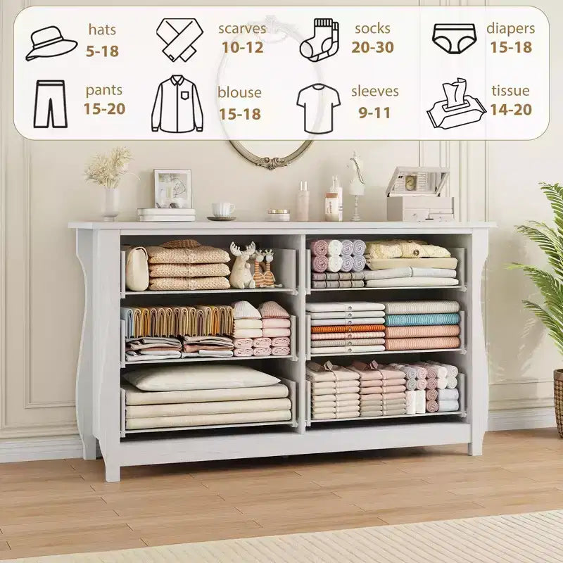 Cassettiera a 6/7 Cassetti - Cassettiera Alta Boho con Gambe Curve, Dettagli in Rattan e Mobile Contenitore Indipendente per Soggiorno, Camera da Letto, Ingresso