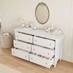 Cassettiera a 6/7 Cassetti - Cassettiera Alta Boho con Gambe Curve, Dettagli in Rattan e Mobile Contenitore Indipendente per Soggiorno, Camera da Letto, Ingresso