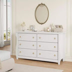 Cassettiera a 6/7 Cassetti - Cassettiera Alta Boho con Gambe Curve, Dettagli in Rattan e Mobile Contenitore Indipendente per Soggiorno, Camera da Letto, Ingresso