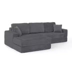 Seduta sinistra divano, Divano componibile a L, Divano componibile compresso in stile moderno minimalista in velluto a coste, Si trasforma in letto, Camera da letto
