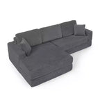 Seduta sinistra divano, Divano componibile a L, Divano componibile compresso in stile moderno minimalista in velluto a coste, Si trasforma in letto, Camera da letto
