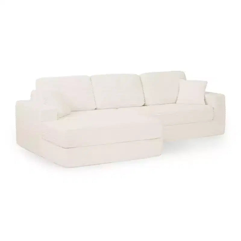 Seduta sinistra divano, Divano componibile a L, Divano componibile compresso in stile moderno minimalista in velluto a coste, Si trasforma in letto, Camera da letto