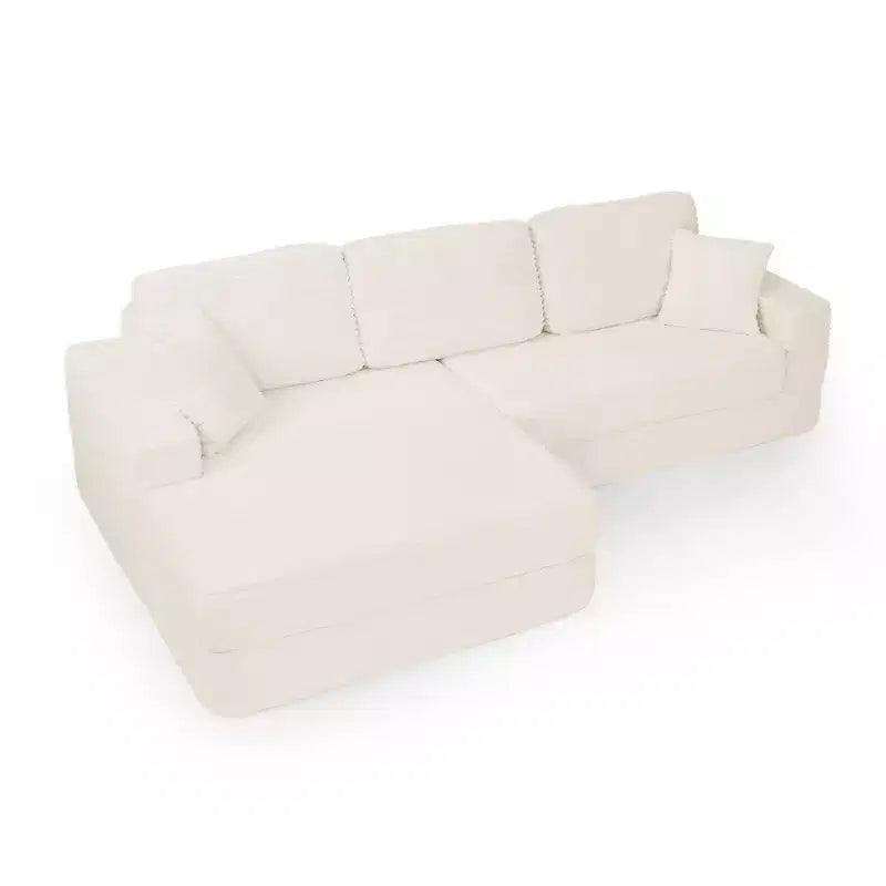 Seduta sinistra divano, Divano componibile a L, Divano componibile compresso in stile moderno minimalista in velluto a coste, Si trasforma in letto, Camera da letto