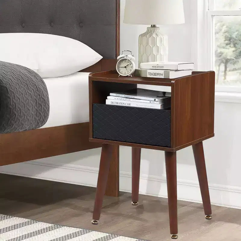 Comodino in acrilico trasparente Acekool 17,7L x 11,8P x 15,4H, tavolino moderno minimalista con gambe triangolari, nessun assemblaggio richiesto