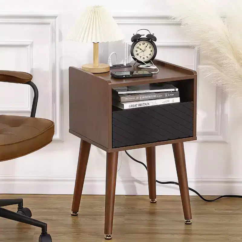 Comodino in acrilico trasparente Acekool 17,7L x 11,8P x 15,4H, tavolino moderno minimalista con gambe triangolari, nessun assemblaggio richiesto