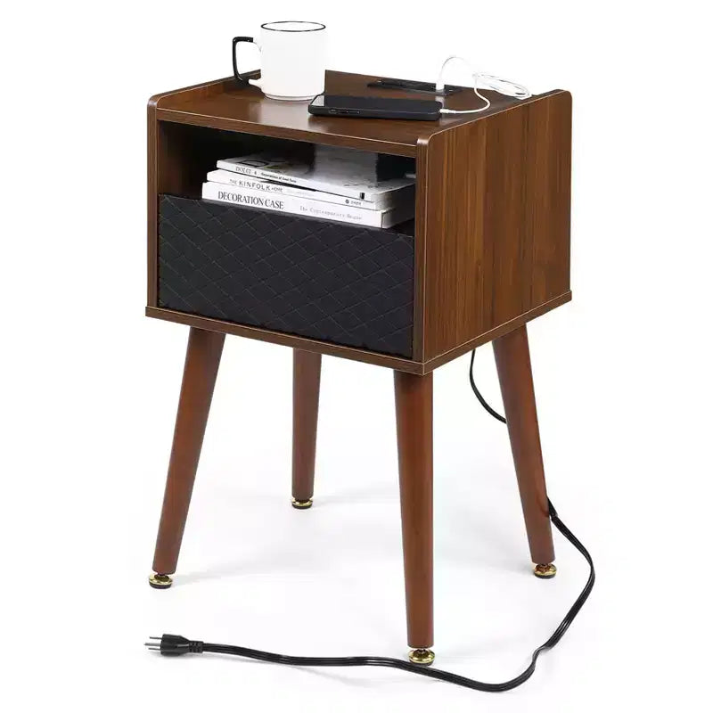 Comodino in acrilico trasparente Acekool 17,7L x 11,8P x 15,4H, tavolino moderno minimalista con gambe triangolari, nessun assemblaggio richiesto