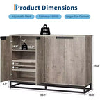 Credenza Buffet, Mobile Contenitore Moderno da Cucina da 55" con 2 Cassetti e 4 Ante