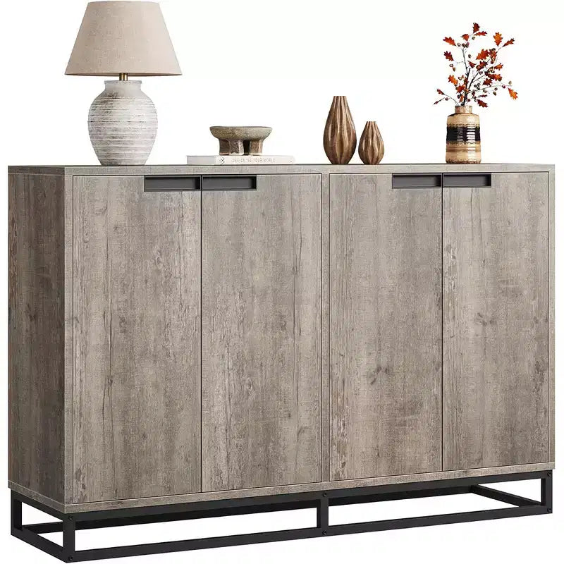 Credenza Buffet, Mobile Contenitore Moderno da Cucina da 55" con 2 Cassetti e 4 Ante