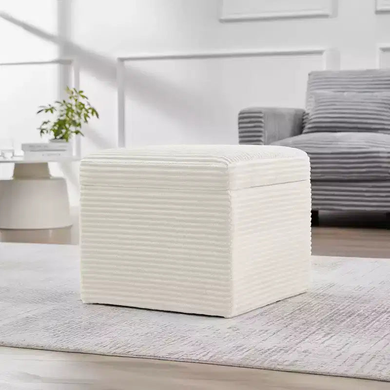 LIKEPAY Pouf/Contenitore quadrato in velluto a coste con coperchio rimovibile