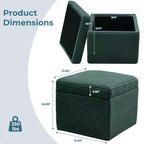 LIKEPAY Pouf/Contenitore quadrato in velluto a coste con coperchio rimovibile