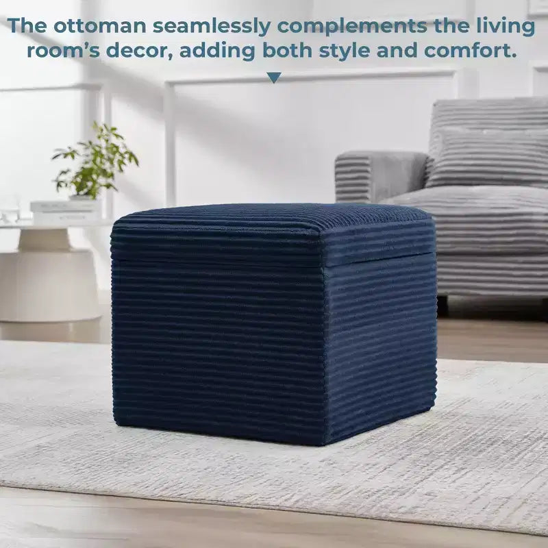 LIKEPAY Pouf/Contenitore quadrato in velluto a coste con coperchio rimovibile