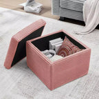 LIKEPAY Pouf/Contenitore quadrato in velluto a coste con coperchio rimovibile