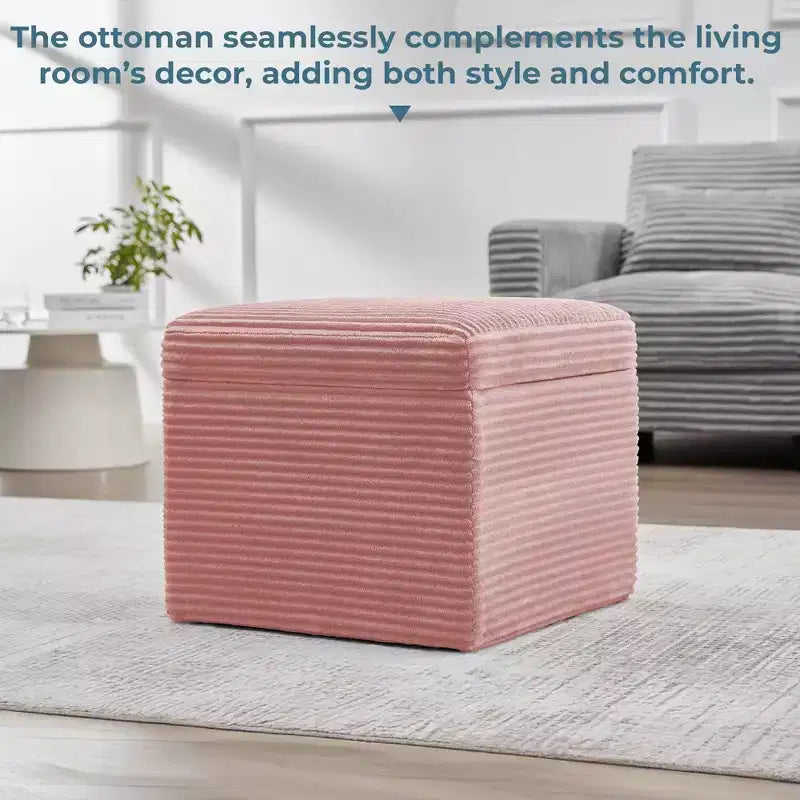 LIKEPAY Pouf/Contenitore quadrato in velluto a coste con coperchio rimovibile