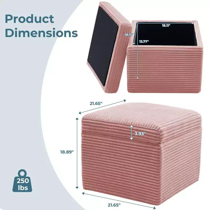 LIKEPAY Pouf/Contenitore quadrato in velluto a coste con coperchio rimovibile