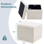 LIKEPAY Pouf/Contenitore quadrato in velluto a coste con coperchio rimovibile