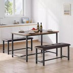 Set Tavolo da Pranzo Acekool con 2 Panche Imbottite, Tavolo Salvaspazio per Appartamento o Sala da Pranzo