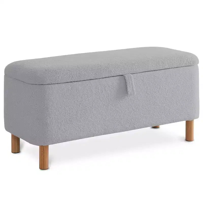 Panca Pouf Contenitore Okak Moderna con Apertura a Tirare, Comoda in Tessuto Bouclé, Pouf Contenitore Imbottito per Camera da Letto, Ingresso