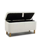 Panca Pouf Contenitore Okak Moderna con Apertura a Tirare, Comoda in Tessuto Bouclé, Pouf Contenitore Imbottito per Camera da Letto, Ingresso