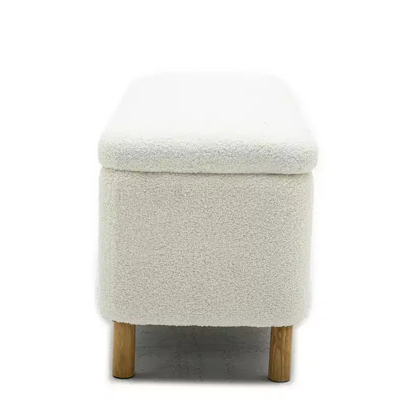 Panca Pouf Contenitore Okak Moderna con Apertura a Tirare, Comoda in Tessuto Bouclé, Pouf Contenitore Imbottito per Camera da Letto, Ingresso