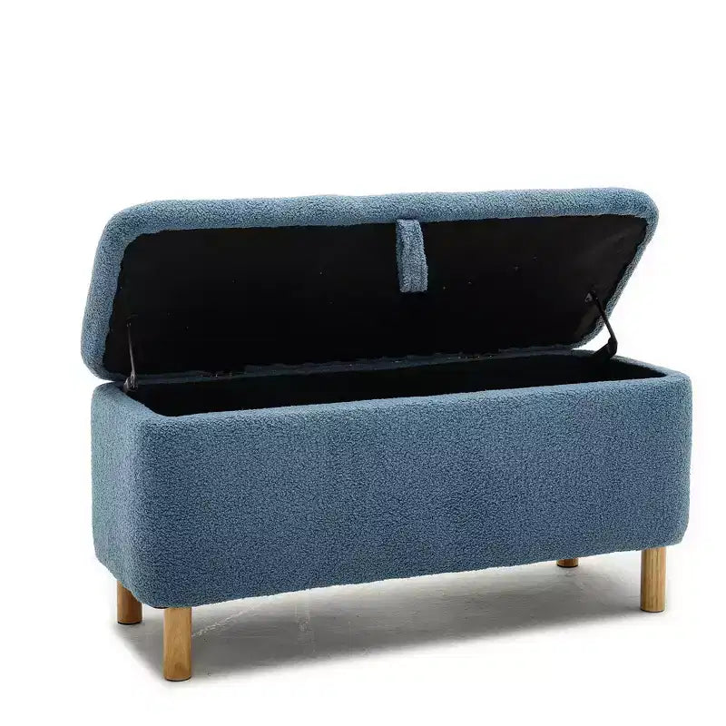 Panca Pouf Contenitore Okak Moderna con Apertura a Tirare, Comoda in Tessuto Bouclé, Pouf Contenitore Imbottito per Camera da Letto, Ingresso