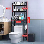 Mobiletto portaoggetti da bagno GustoWave sopra il WC, organizer da bagno in metallo con porta carta igienica e ganci, autoportante senza forare, salvaspazio, bianco