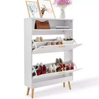 VEVOR Shoe Cabinet with 2 Flip Drawers, Shoe Storage Cabinet for Entryway, Free Standing Shoe Storage Organizer with Top Storage Cubby, White