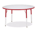 Jonti-Craft Berries Elementary Height Gray Top Color Edge Round Table 42 x 42 in Red