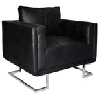 vidaXL Poltrona cubica moderna con piedi cromati, rivestita in pelle nera - Nero
