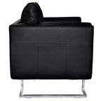 vidaXL Poltrona cubica moderna con piedi cromati, rivestita in pelle nera - Nero