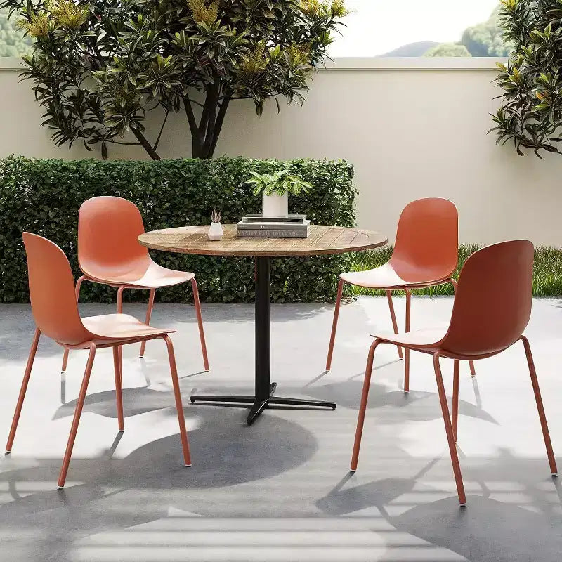 Pexfix Sedia da Pranzo Impilabile in Plastica con Gambe in Metallo, Set da 4