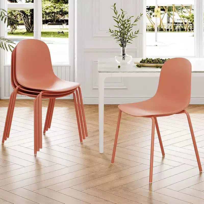 Pexfix Sedia da Pranzo Impilabile in Plastica con Gambe in Metallo, Set da 4