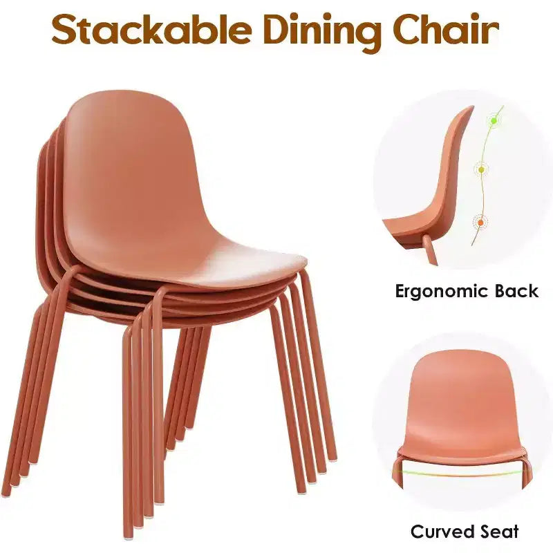 Pexfix Sedia da Pranzo Impilabile in Plastica con Gambe in Metallo, Set da 4